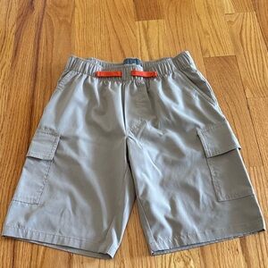 Eddie Bauer Khaki Cargo Shorts with Orange (Fake) Drawstring Elastic Band